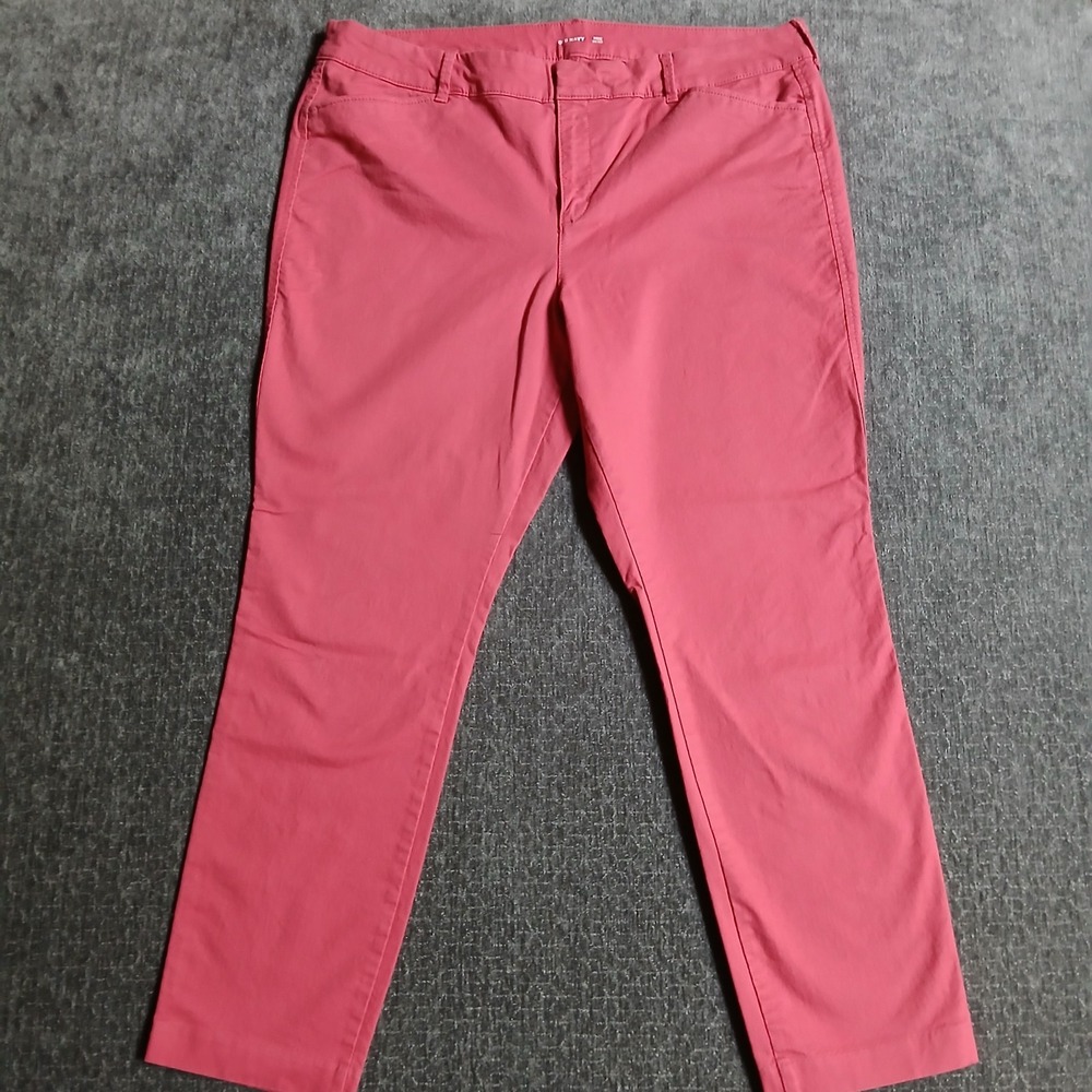 Old Navy Pixie Pants Women's Sz 16 Mid-Rise Cropped Chino Ankle Pants Coral Pink